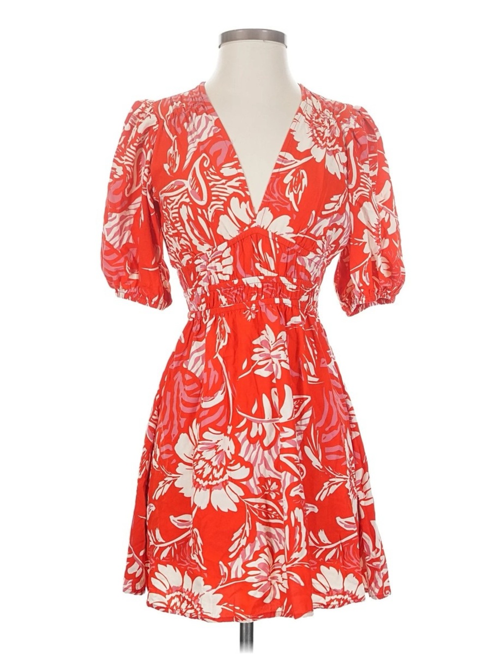 Coral Floral Wrap Mini Dress
